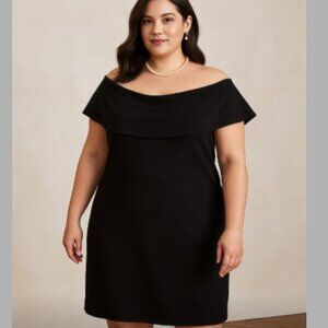 ELOQUII NWT Black Off-The-Shoulder Sheath Dress Size 22 Cocktail LBD